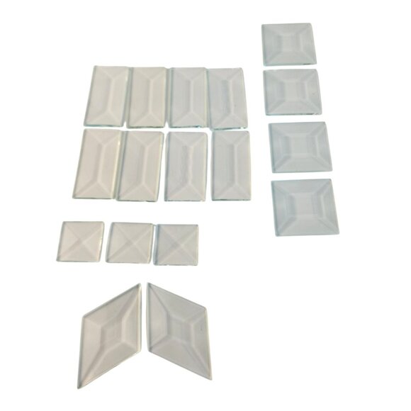 Beveled Clear Stained Glass Mosaic Tiles Lot of 17 square rectangle diamond 1-2 - Picture 1 of 6